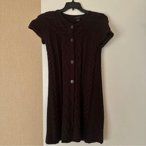 Henri Bendel Brown Knit Mini Dress / Short Sleeve Cardigan